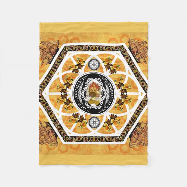 Collage Vintag Retro mit Spitzen und Blume Fleecedecke (Vorderseite)