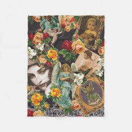 Collage Vintag Retro mit Spitzen und Blume Fleecedecke