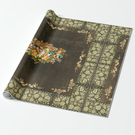 Collage Vintag Retro mit Spitzen und Blume Geschenkpapier
