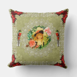 Collage Vintag Retro mit Spitzen und Blume Kissen