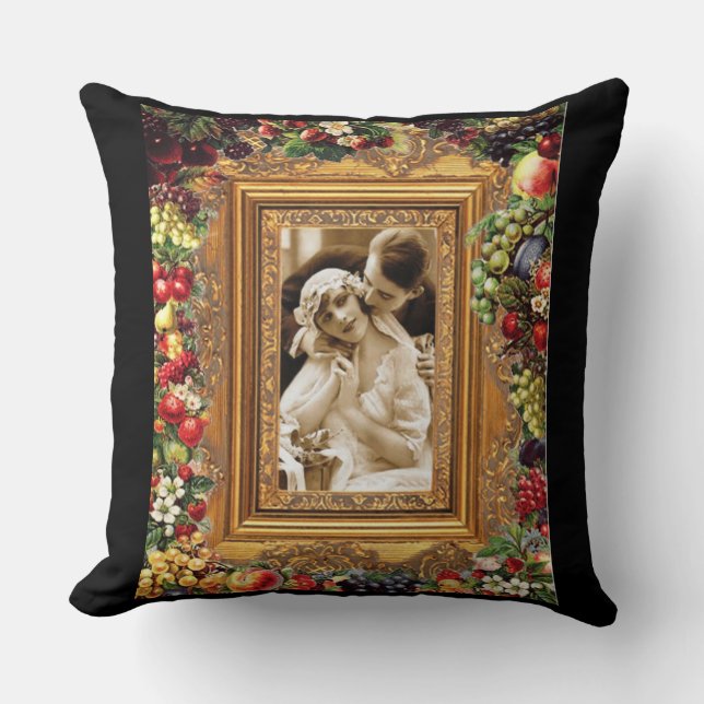 Collage Vintag Retro mit Spitzen und Blume Kissen (Vorderseite)