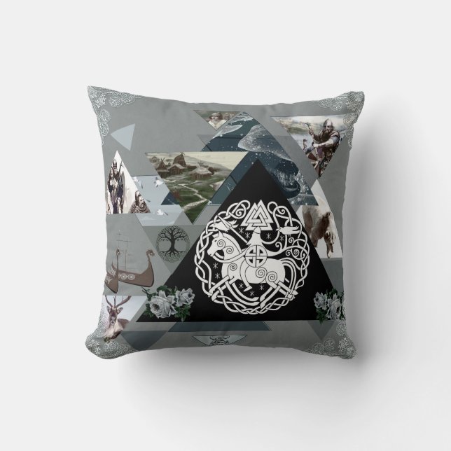 Collage Vintag Retro mit Spitzen und Blume Kissen (Vorderseite)