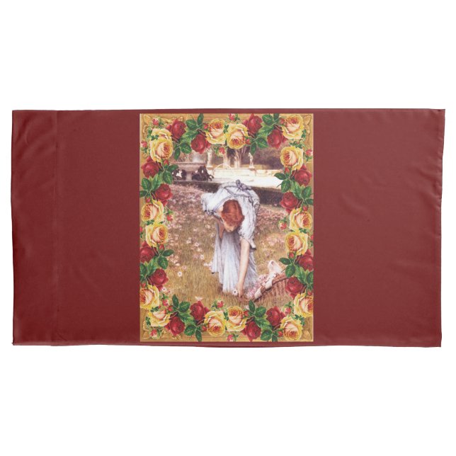 Collage Vintag Retro mit Spitzen und Blume Kissenbezug (Vorderseite-Links)