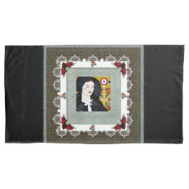 Collage Vintag Retro mit Spitzen und Blume Kissenbezug