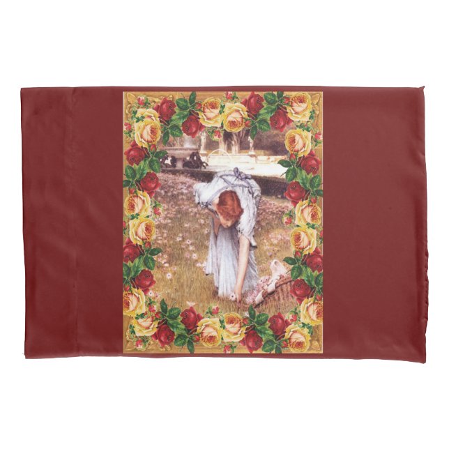 Collage Vintag Retro mit Spitzen und Blume Kissenbezug (Vorderseite-Links)