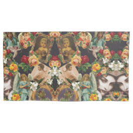 Collage Vintag Retro mit Spitzen und Blume Kissenbezug