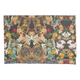 Collage Vintag Retro mit Spitzen und Blume Kissenbezug