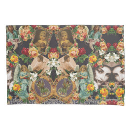 Collage Vintag Retro mit Spitzen und Blume Kissenbezug