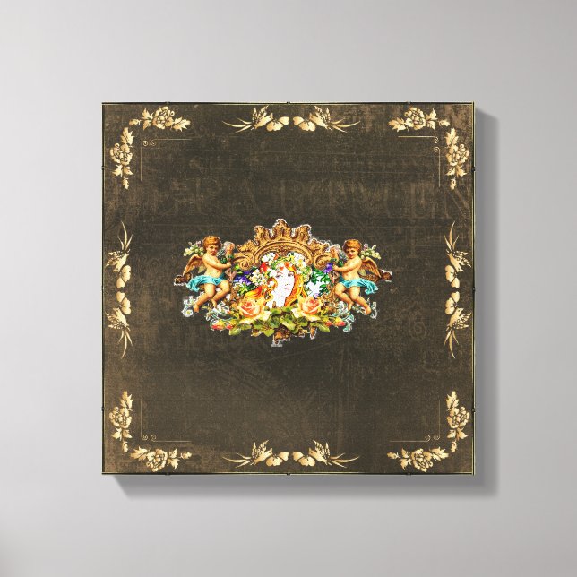 Collage Vintag Retro mit Spitzen und Blume Leinwanddruck (Vorderseite)