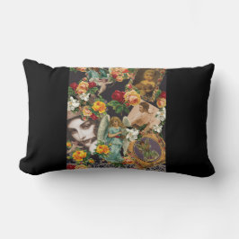 Collage Vintag Retro mit Spitzen und Blume Lendenkissen