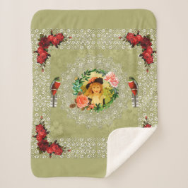 Collage Vintag Retro mit Spitzen und Blume Sherpadecke