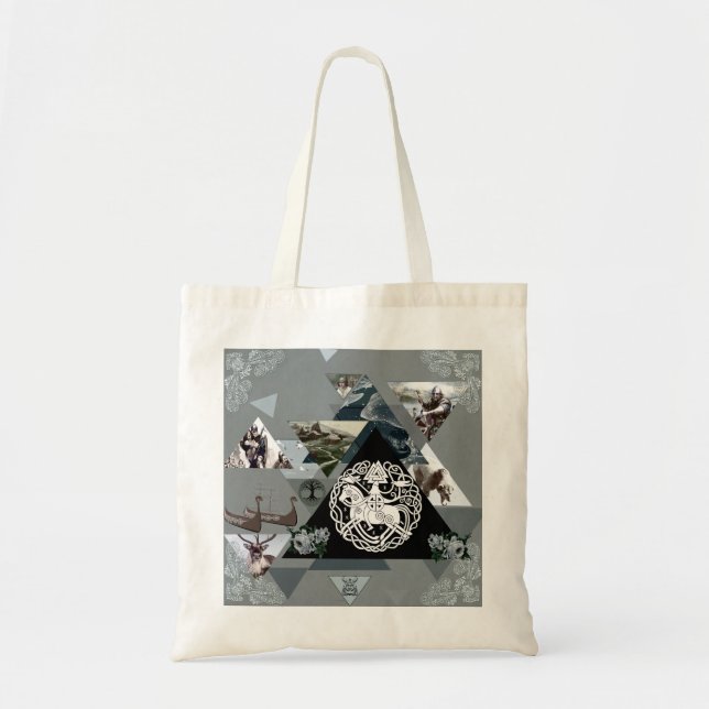Collage Vintag Retro mit Spitzen und Blume Tragetasche (Vorne)