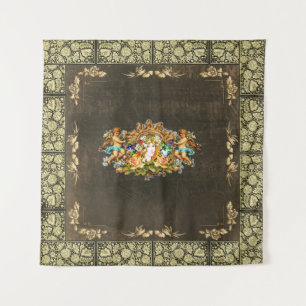 Collage Vintag Retro mit Spitzen und Blume Wandteppich