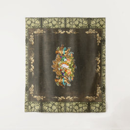 Collage Vintag Retro mit Spitzen und Blume Wandteppich