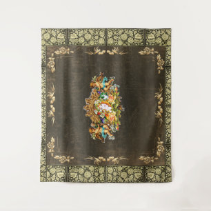 Collage Vintag Retro mit Spitzen und Blume Wandteppich