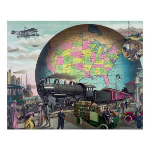 Collage Vintage Zwanzigstes Jahrhundert Verkehr Poster