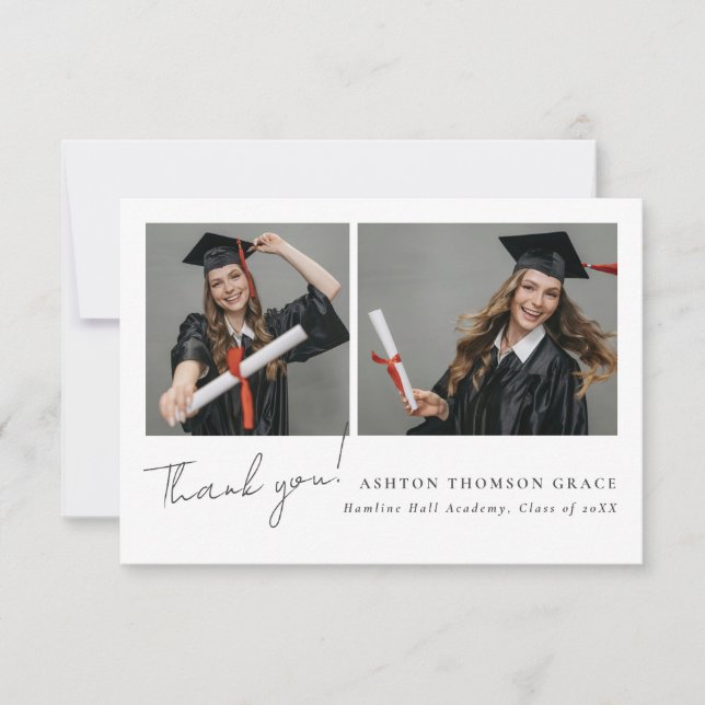 Collage von zwei Fotos modernes Design Dankeskarte (Vorderseite)