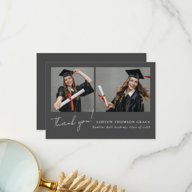 Collage von zwei Fotos modernes Design Dankeskarte (Vorderseite/Rückseite Beispiel)
