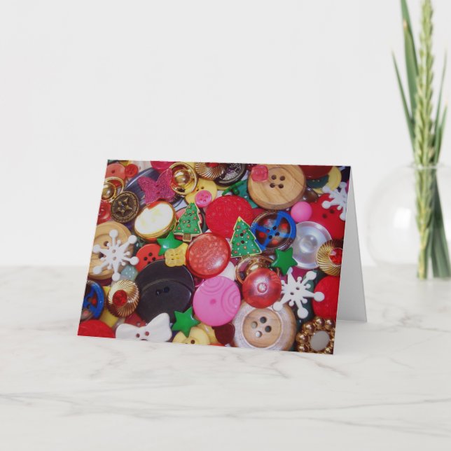 Collage with Christmas Tree Buttons Feiertagskarte (Vorderseite)