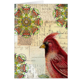 Collaged alte Buchstaben und Postkarten mit Vogel