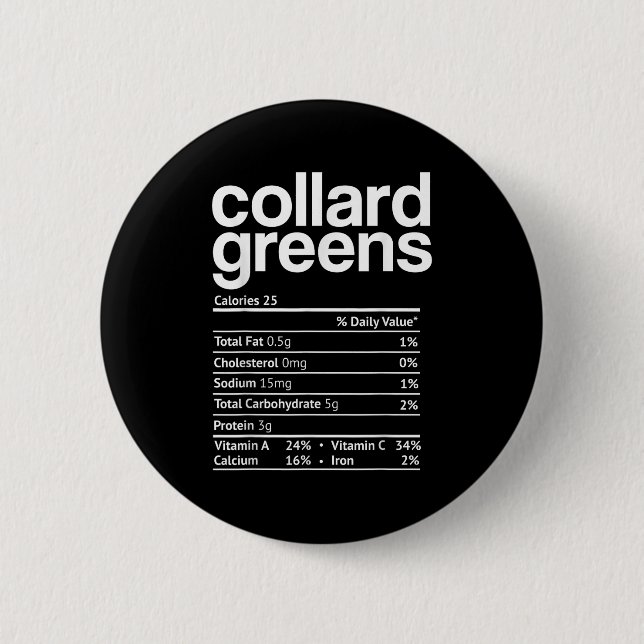 Collard Greens Nutrition Facts Funny Thanksgiving  Button (Vorderseite)