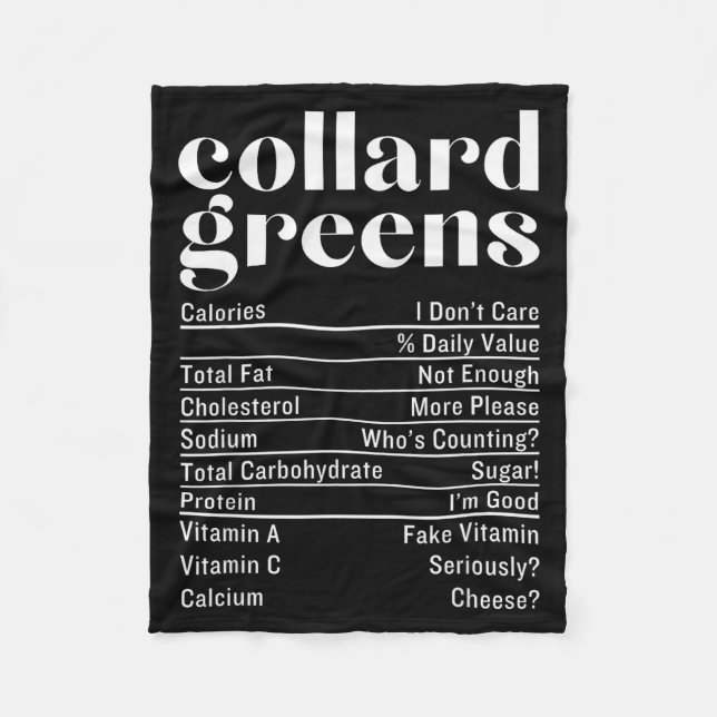 Collard Greens Nutrition Facts Thanksgiving Food C Fleecedecke (Vorderseite)