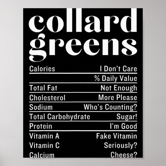 Collard Greens Nutrition Facts Thanksgiving Food C Poster (Vorne)