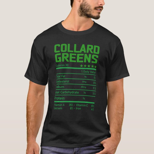 Collard Grüntöne Nutrition Facts Erntedank Chris T-Shirt (Vorderseite)