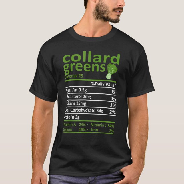 Collard Grüntöne Nutrition Food Erntedank Kostüm T-Shirt (Vorderseite)