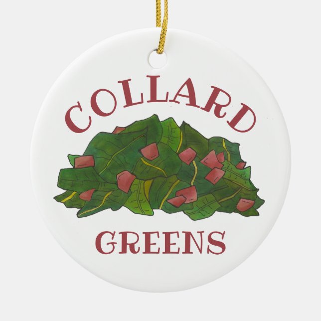 Collard Grüntöne Southern Cuisine Soul Food Feinsc Keramik Ornament (Vorne)
