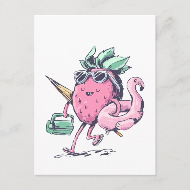 Colle Erdbeere   Quadratischer  Postkarte (Vorderseite)