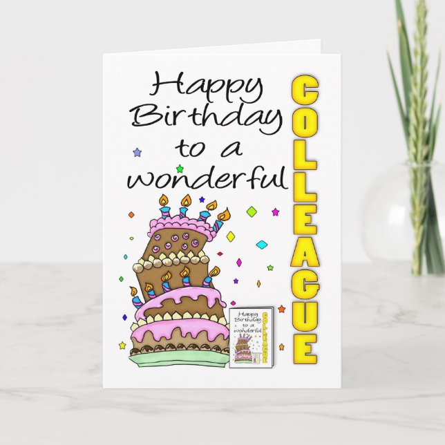 Colleague Birthday Card - Birthday Cake Karte (Vorderseite)