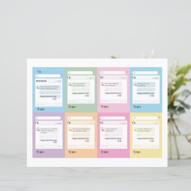 Colleague Valentine Card Corporate Pun Valentine (Stehend Vorderseite)