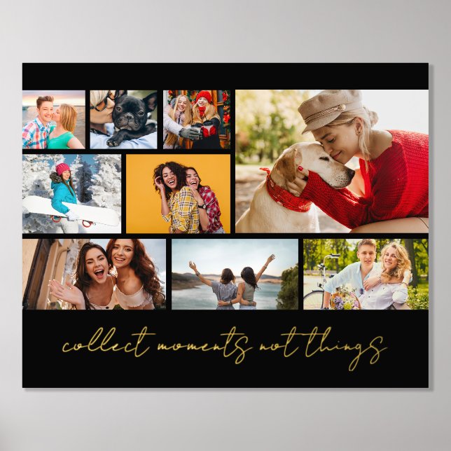 Collect Moments Script Multi Foto Collage Modern Foliendrucke (Vorderseite)