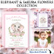 Geburtsdatum Mädchen Elephant Pink Personalisierte Kleinkind T-shirt (Elephant & Sakura Flowers Spring Birthday Girl Collection - Kate Eden Art)