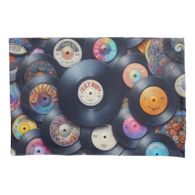 Collection Vinyl Record Pattern 80s Retro Spectrum Kissenbezug (Vorderseite)