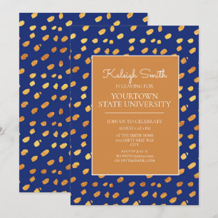 College-Abschlussfeier Modern Blau Gold Einladung