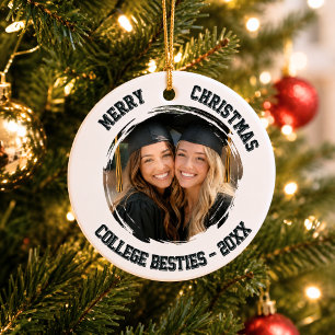 College-Besties-Foto schwarz weiß Keramik Ornament