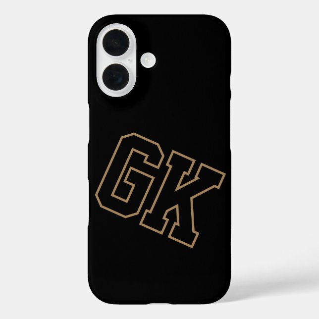 College Black Gold Varsity-Monogrammanfangsbuchsta Case-Mate iPhone Hülle (Rückseite)