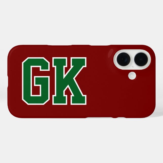 College Burgund Weinrot Varsity Monogramm Anfangsb Case-Mate iPhone Hülle (Rückseite (Horizontal))