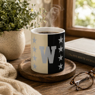 College-Farben Schwarz & Gold-Monogramm  Kaffeetasse