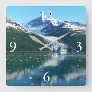 College Fjord I Schöne Alaska-Fotografie Quadratische Wanduhr