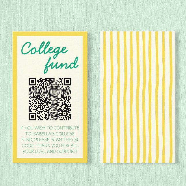 College-Fonds Gelb Grün Geschenk QR-Code Abschluss Begleitkarte (College Fund Yellow Green Gift Qr Code Graduation Enclosure Card)