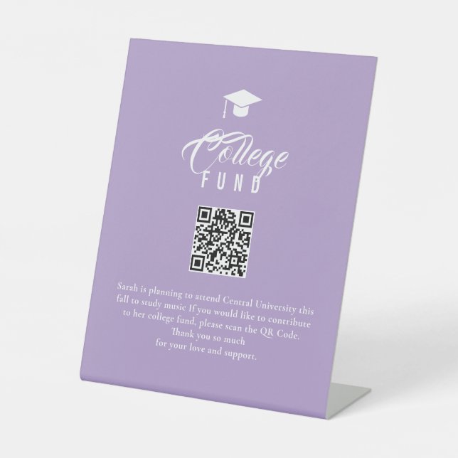 College-Fonds Moderne Minimale Typografie QR-Code Sockelschild (Vorderseite)