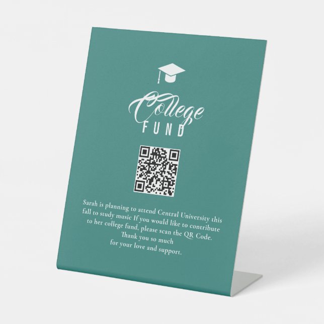 College-Fonds Moderne Minimale Typografie QR-Code Sockelschild (Vorderseite)
