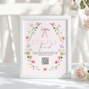 College-Fonds QR-Code Abschluss rosa Schleife Poster