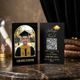 College fund Black & Gold Graduation Card Visitenkarte