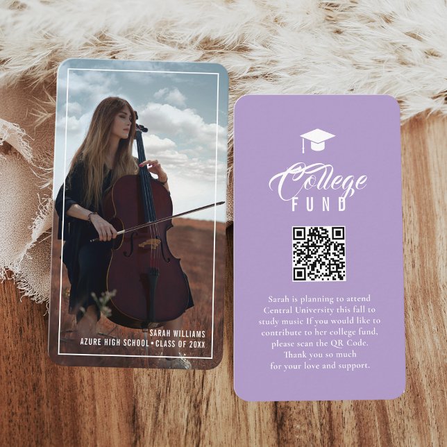 College Fund Modern Minimal Typography Lavender Begleitkarte (Von Creator hochgeladen)