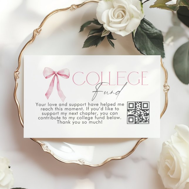 College Fund Qr Code Graduation Pink Bow Begleitkarte (Von Creator hochgeladen)