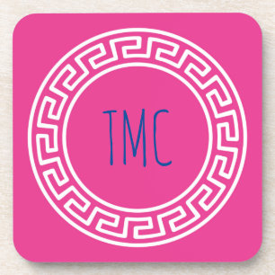 College Greek Sorority Personalized Initials Pink  Getränkeuntersetzer